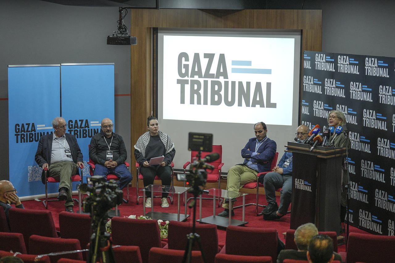 Sarajevo Declaration of Gaza Tribunal, a “people’s tribunal” established as an independent initiative to investigate Israel's ongoing war crimes in Gaza, holds press conference condemning Israeli "regime" in Sarajevo, Bosnia and Herzegovina on May 29, 2025. (AA Photo)