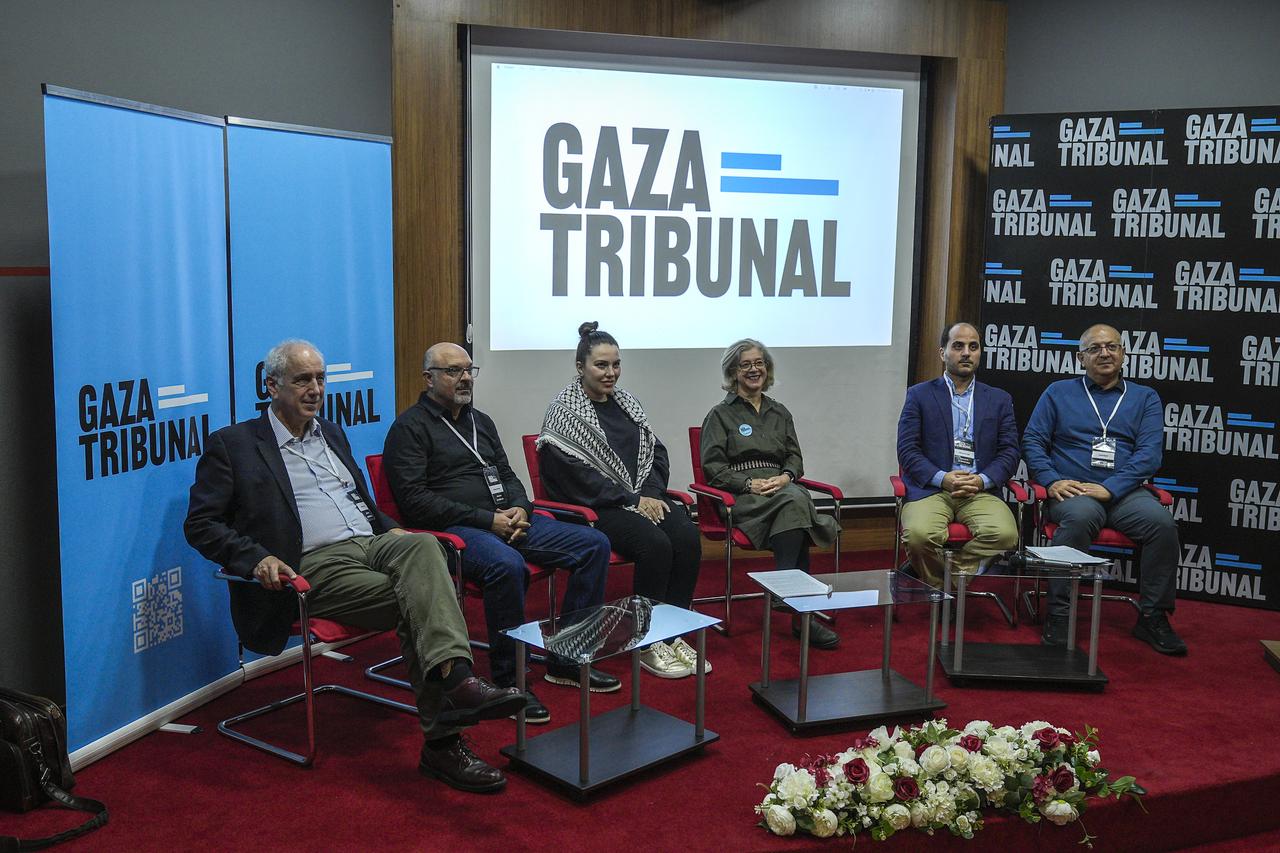 Sarajevo Declaration of Gaza Tribunal, a “people’s tribunal” established as an independent initiative to investigate Israel's ongoing war crimes in Gaza, holds press conference condemning Israeli "regime" in Sarajevo, Bosnia and Herzegovina on May 29, 2025. (AA Photo)