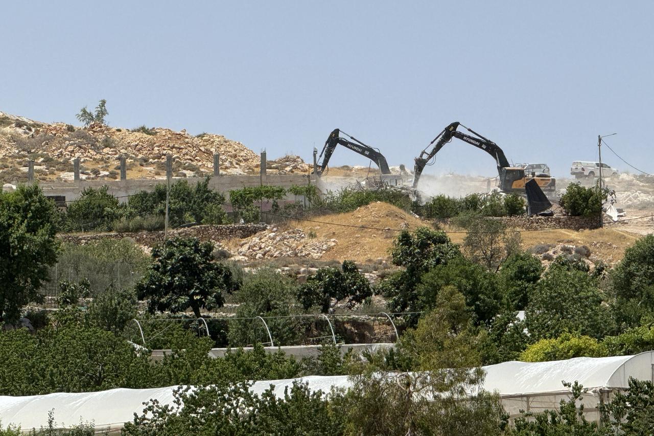 The Israeli army demolishes a Palestinian house and a 1,000 square meter sheep farm in Bethlehem, West Bank on the grounds that it was “unlicensed” on May 26, 2025. (AA Photo)