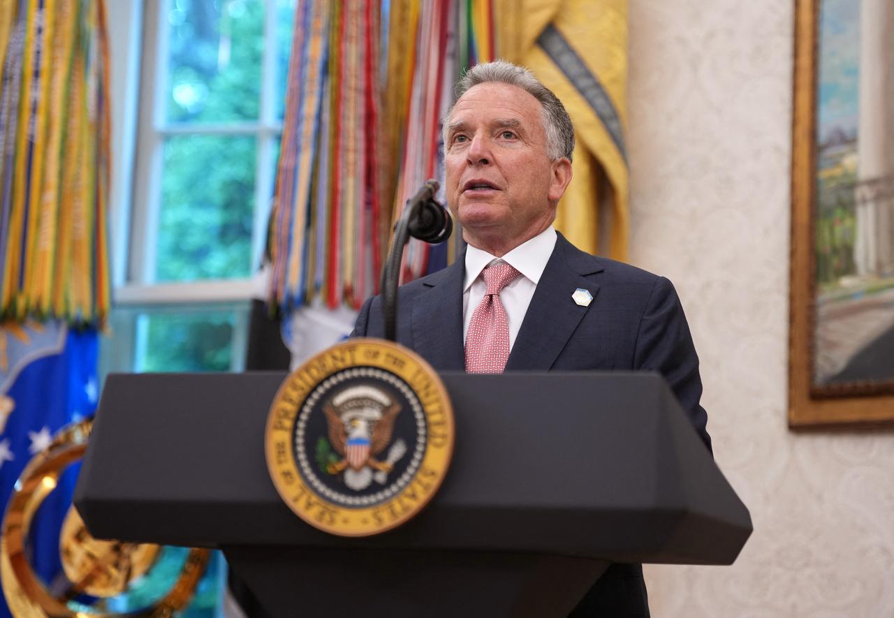 U.S. Special Envoy to the Middle East Steve Witkoff delivers remarks during the swearing in ceremony for interim U.S. Attorney for Washington, D.C. Jeanine Pirro in the Oval Office of the White House on May 28, 2025 in Washington, DC. (AFP Photo)