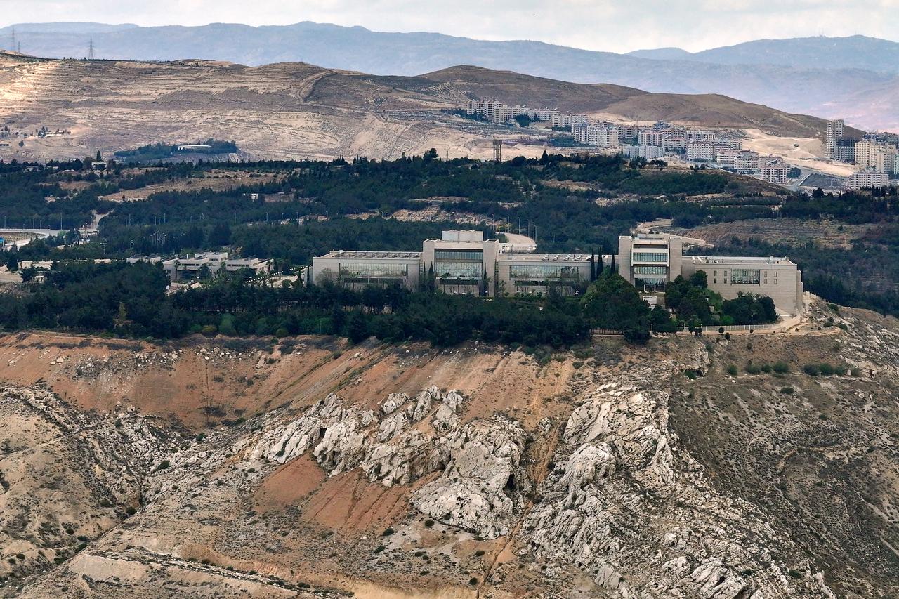 This aerial photo shows the Syrian presidential palace in Damascus' Mount Qasyoun on May 2, 2025. (AFP Photo)