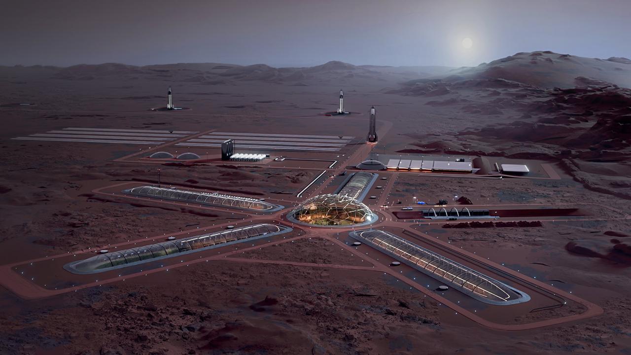 Conceptual renderings showcasing SpaceX CEO Elon Musk's long-held vision for a self-sustaining human settlement on Mars, May 30, 2025. (Photo via SpaceX)