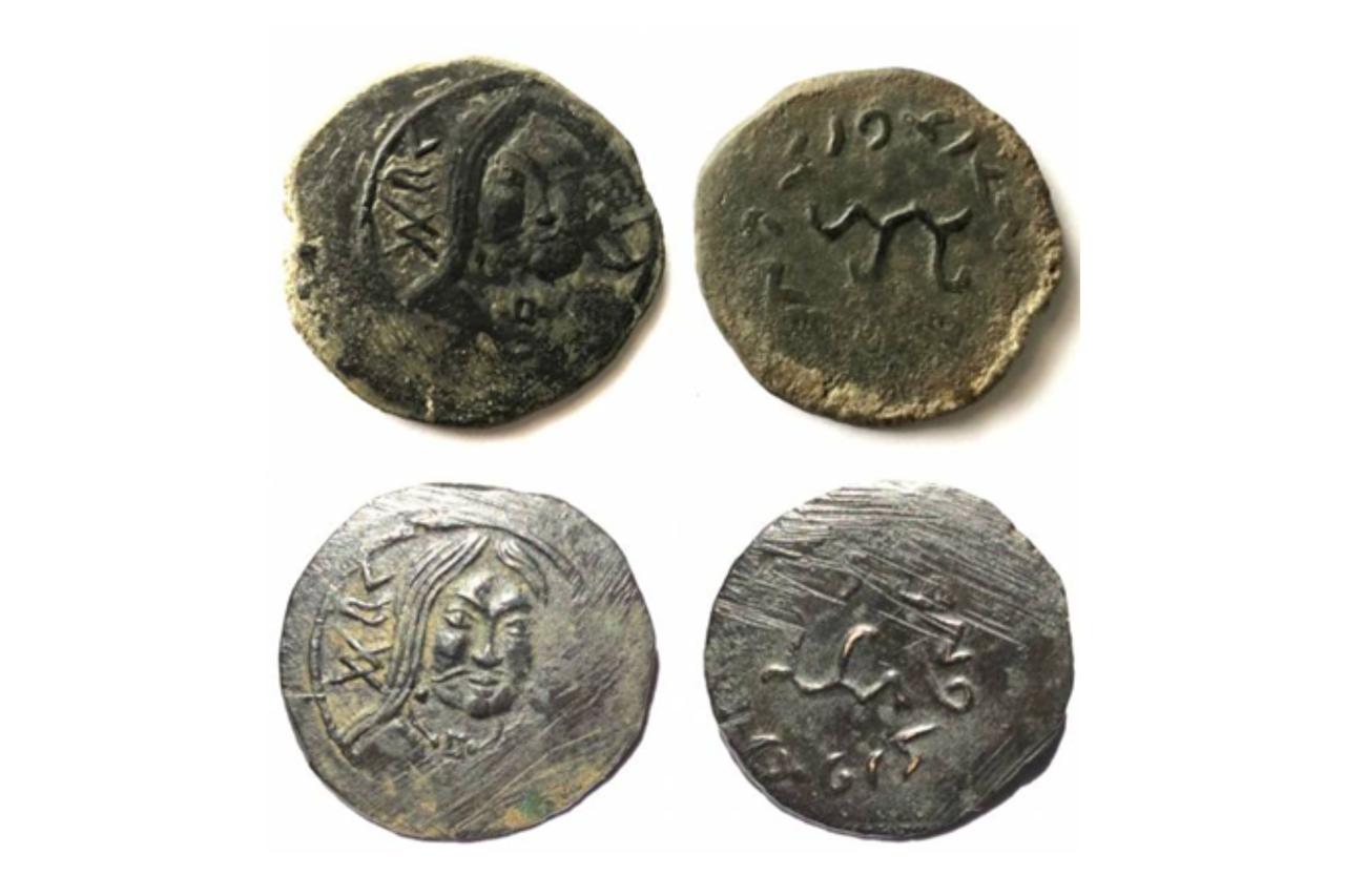 Coins from the Fergana region bearing the title “Cabgu Turk Kagan.” (Photos via Professor Gaybulla Babayar)
