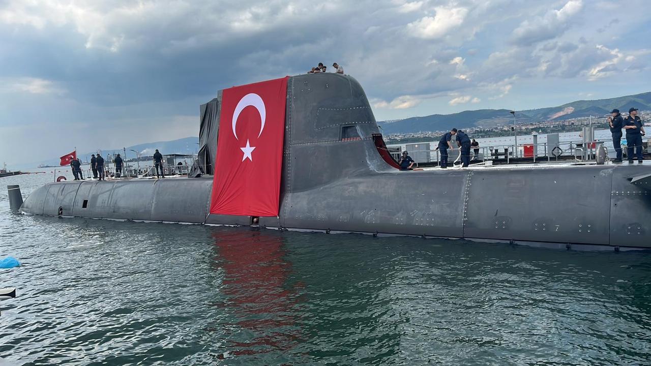 TCG Muratreis, the third submarine in the Reis-class on May 29, 2025. (Photo via X/@tcsavunma)