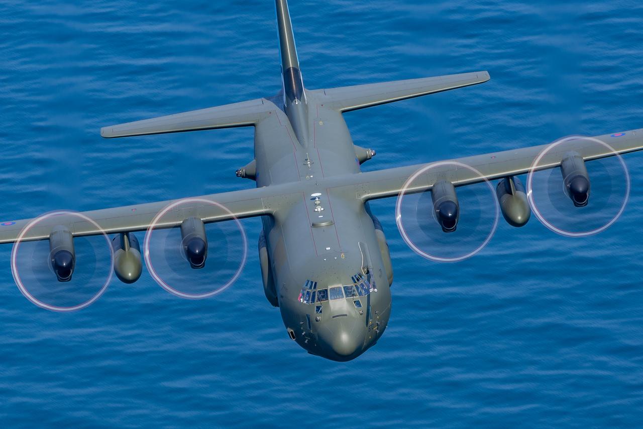 Royal Air Force (RAF) C-130J Hercules during its farewell flypast on 14 June, 2023. (RAF Photo)