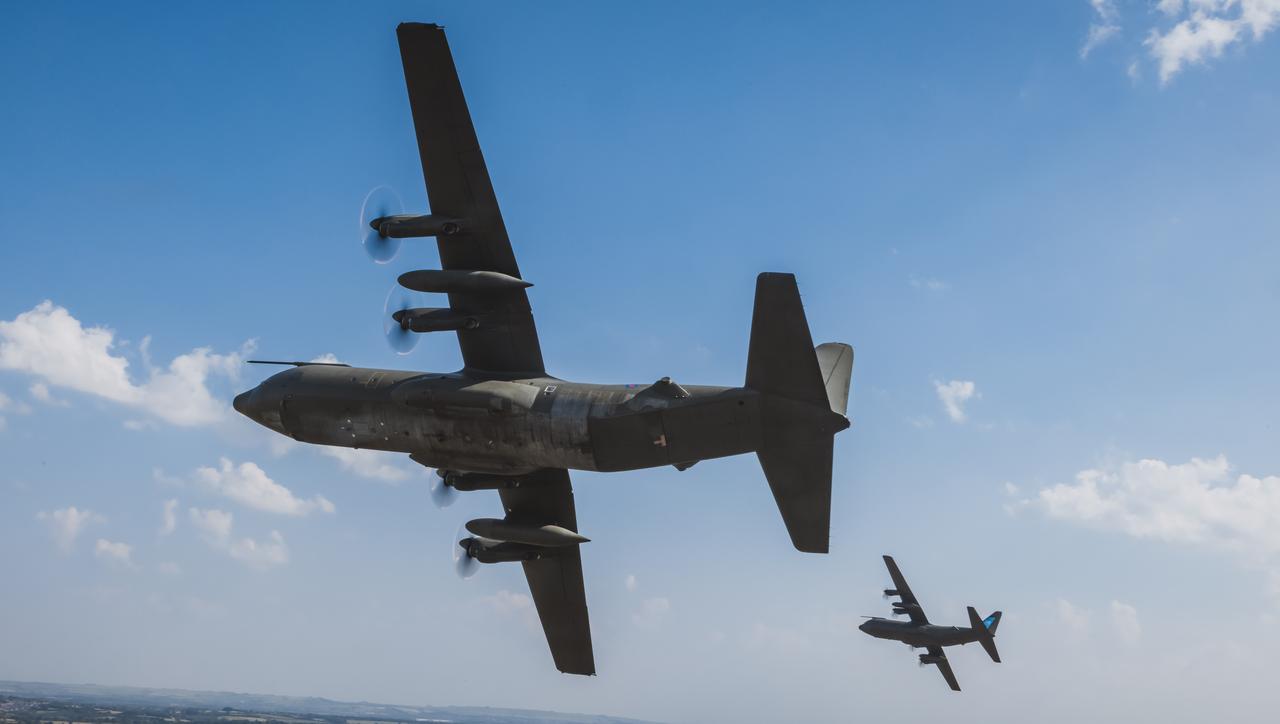 Royal Air Force (RAF) C-130J Hercules during its farewell flypast on 14 June, 2023. (RAF Photo)