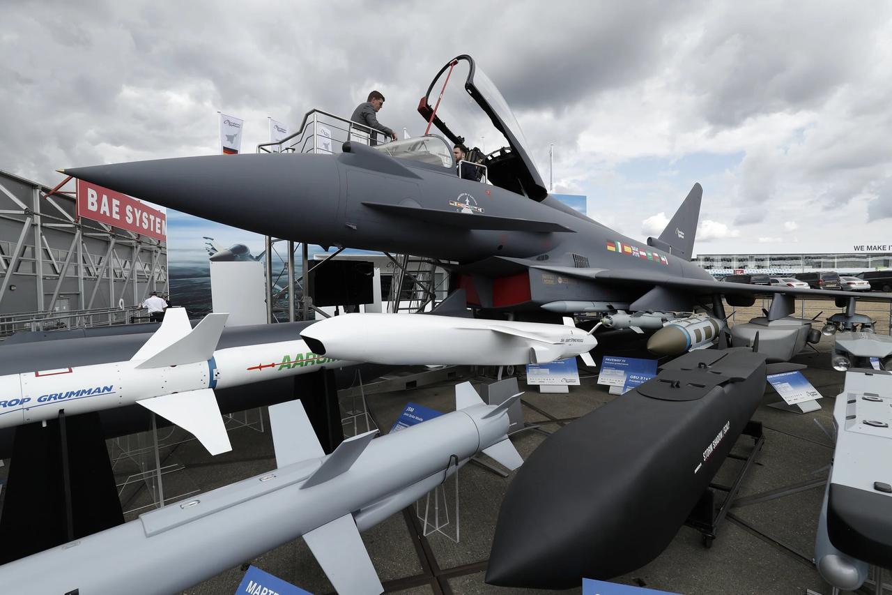 A Eurofighter Typhoon aircraft at a BAE Systems exhibition. (AFP Photo)
