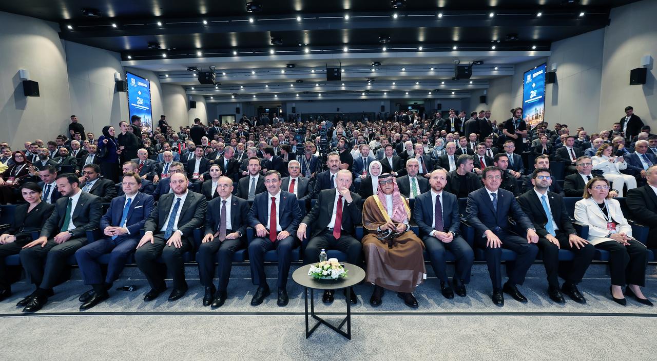 Turkish President Recep Tayyip Erdogan attends the 2nd Istanbul World Islamic Economy Summit at Istanbul Financial Center in Istanbul, Türkiye on May 30, 2025. (AA Photo)