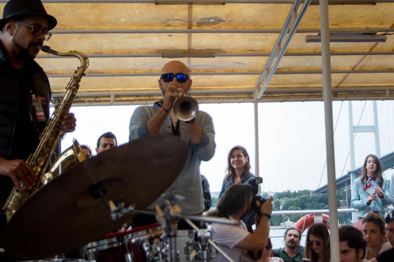 Brassist on the Jazz Boat in Istanbul, Türkiye — A mesmerizing Bosphorus voyage turned into a musical journey on July 14, 2021. (Photo via IKSV) 