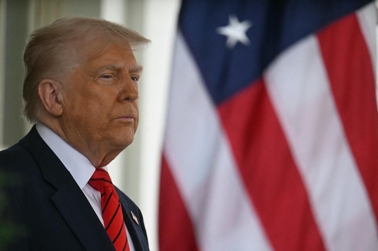 U.S. President Donald Trump waits for the arrival of Canadian Prime Minister Mark Carney at the White House in Washington, U.S. on May 6, 2025. (AFP Photo)
