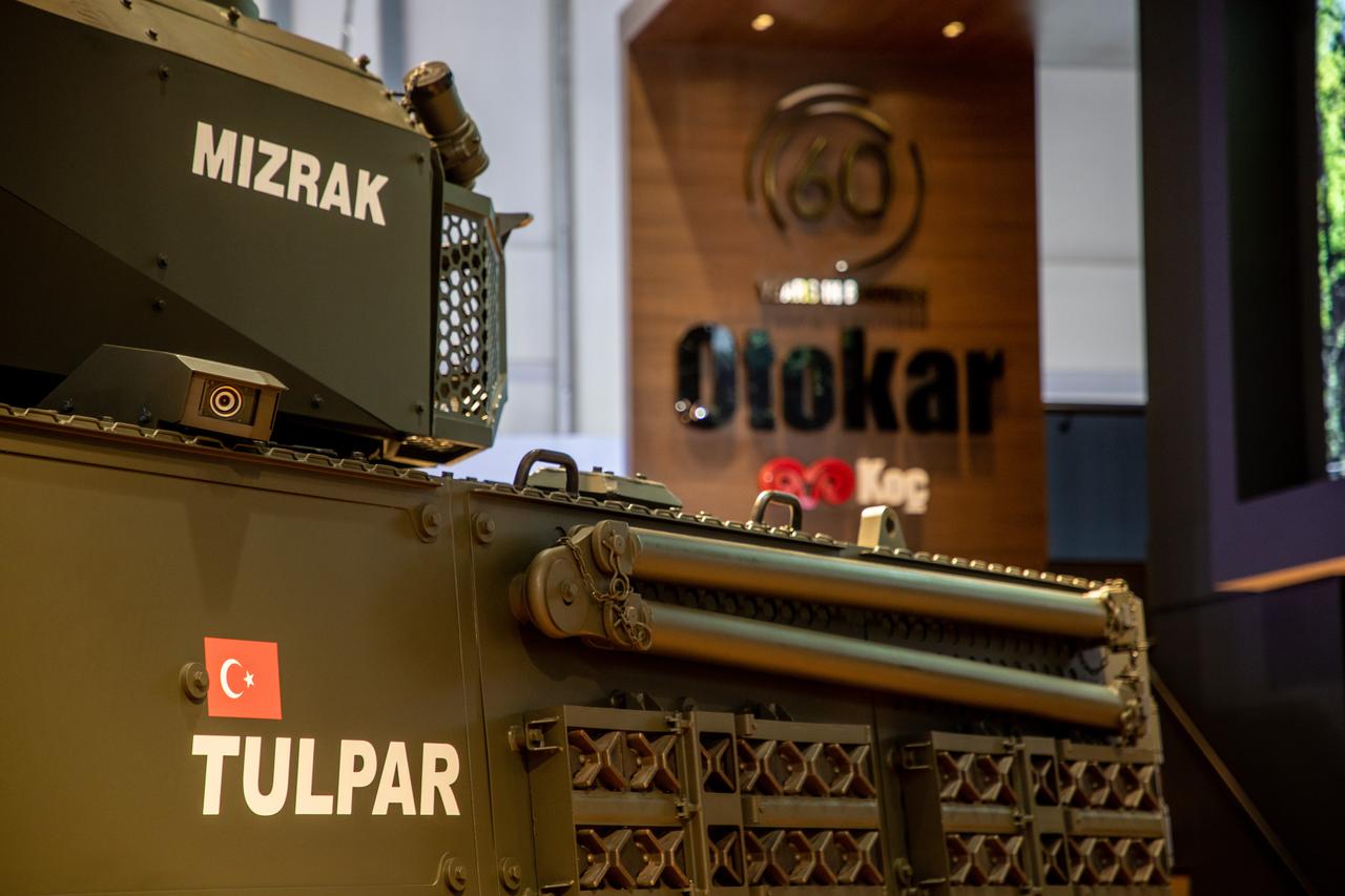 Tulpar, Turkish heavy infantry fighting vehicle designed by the Sakarya-based automotive manufacturer Otokar, on display at the 16th edition of International Defence Exhibition and Conference (IDEX) and the 7th edition of the Naval Defence and Maritime Security Exhibition (Navdex) in Abu Dhabi, United Arab Emirates, February 21 2023. (AA Photo)