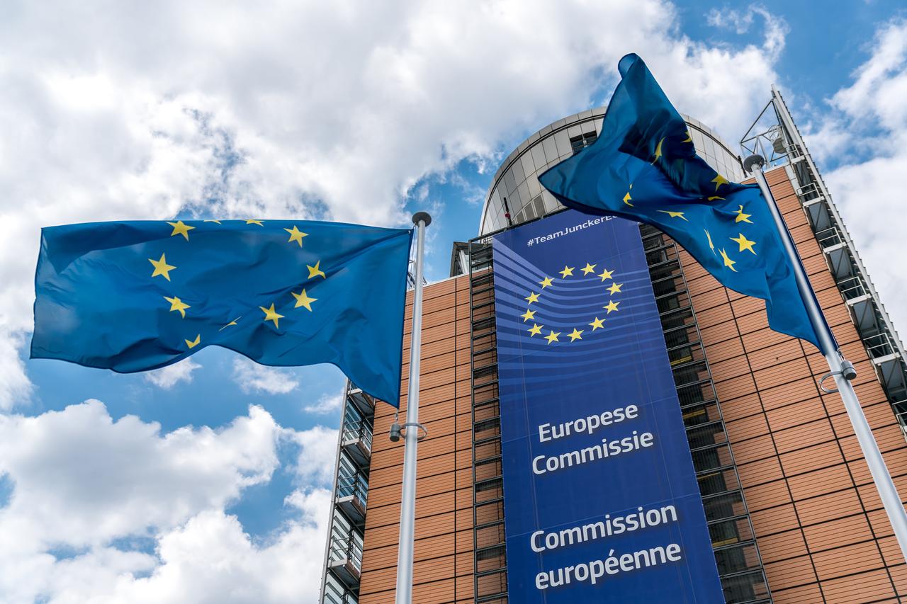 EU flags fly outside the Berlaymont building, headquarters of the European Commission, in Brussels, Belgium, on January 7, 2019. (Adobe Stock Photo)