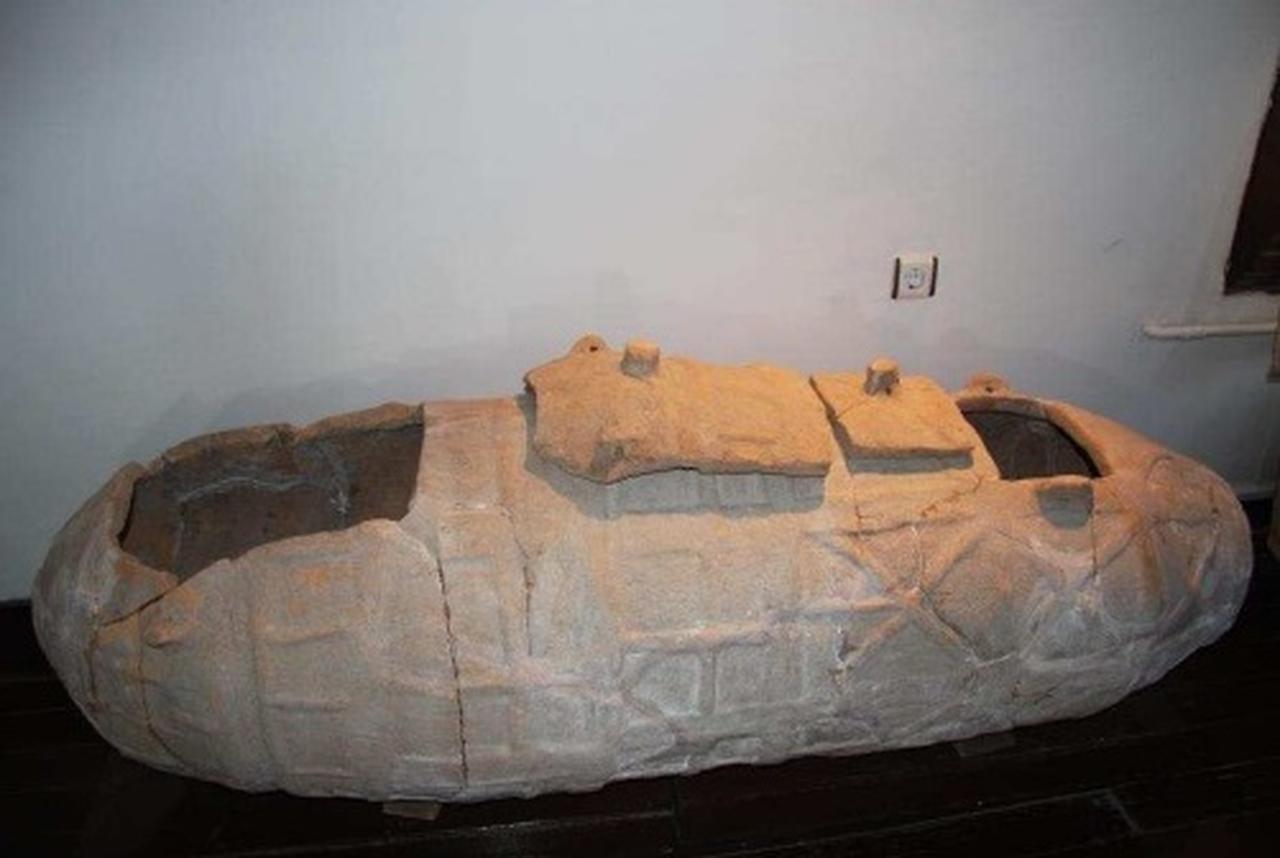 Galatian Terracotta Sarcophagus, an ancient burial vessel reflecting the funerary customs and artistic traditions of the Galatian people, offering a glimpse into the lives and beliefs of this Celtic warrior society in Anatolia. (Photo via Balkan Celts)