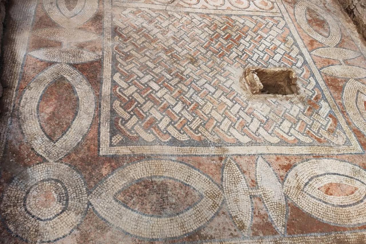 Mosaic discovered in the ancient city of Syedra in Alanya, Antalya, Türkiye, May 6, 2025. (Photo via Syedra Excavations)