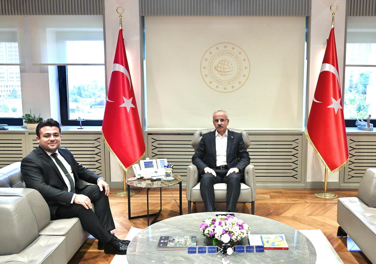 Fatih Kafadar (left), Head of Government Relations and Public Policy for Türkiye and the Levant at ByteDance/TikTok, meets with Türkiye’s Minister of Transport and Infrastructure Abdulkadir Uraloglu (right) in Ankara, Türkiye, on May 7, 2025. (AA Photo)