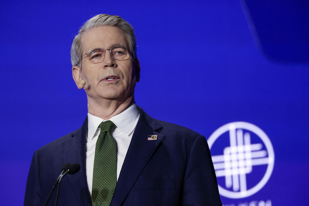 U.S. Secretary of the Treasury Scott Bessent speaks at the 28th annual Milken Institute Global Conference at the Beverly Hilton in Beverly Hills, California on May 5, 2025. (AFP Photo)