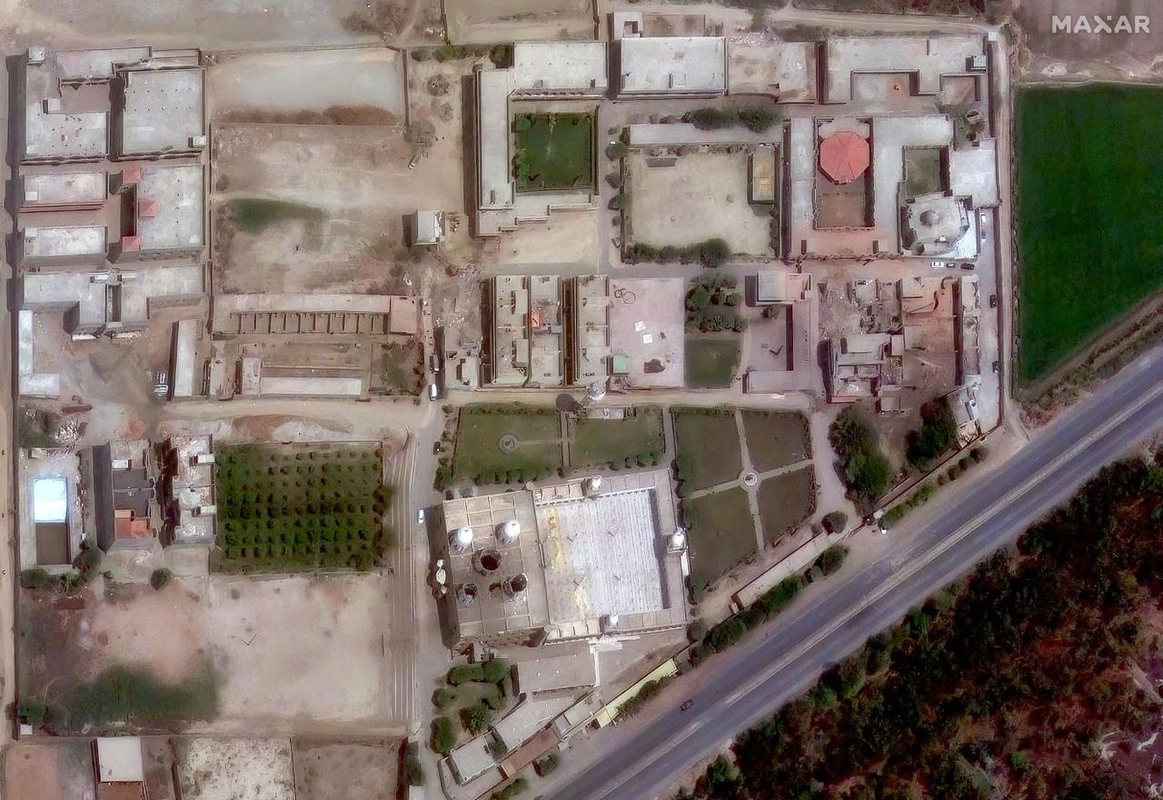 Satellite image shows damage to the Jamia Masjid Subhan Allah compound following an Indian strike on the outskirts of Bahawalpur, Punjab, Pakistan, May 7, 2025. (Image via Maxar Technologies)