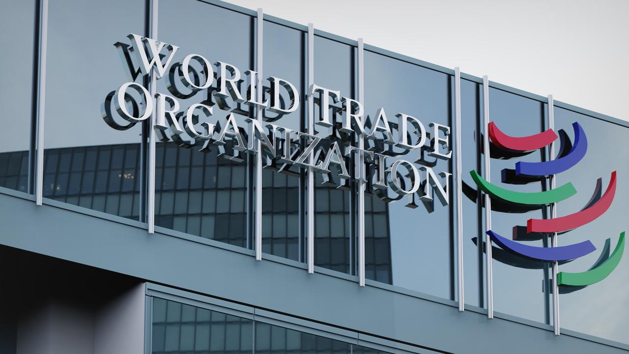 The logo of the World Trade Organization (WTO) displayed on its office facade in San Francisco, U.S, on October 14, 2021. (Adobe Stock Photo)