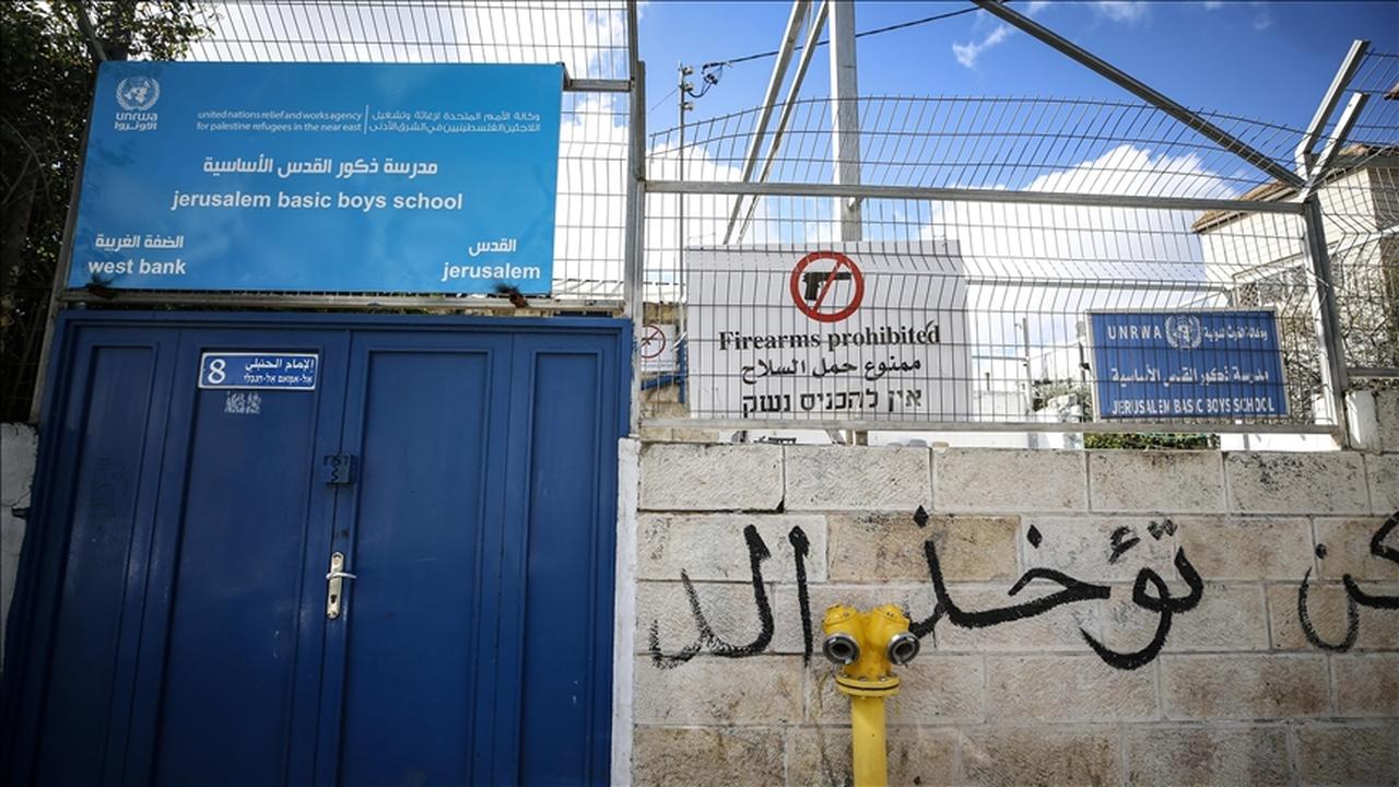 The entrance of an UNRWA-run boys’ school in East Al-Quds, accessed on May 8, 2025. (AA Photo)