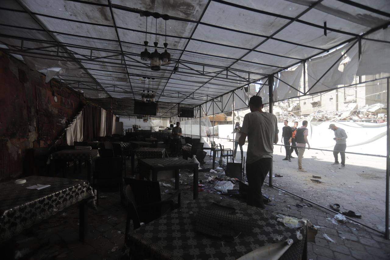A makeshift shelter for displaced civilians is seen damaged following Israeli strikes in Gaza, on May 7, 2025. (AA Photo)