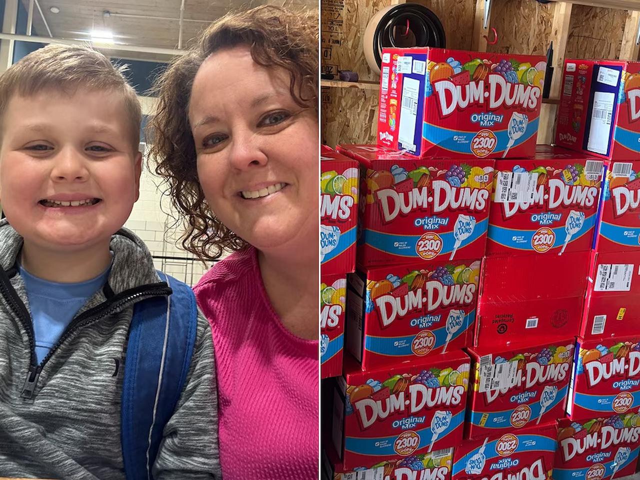 Holly LaFavers shared in a Facebook post that her son Liam ordered 30 cases of Dum-Dums without her knowledge, May 7, 2025. (Photo via Holly LaFavers)