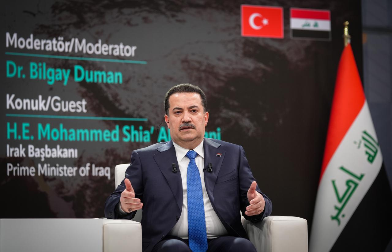 ANKARA, TURKIYE - MAY 8: Iraqi Prime Minister Mohammed Shia Al-Sudani speaks during “FOCUS: Turkiye-Iraq Relations” program hosted by Anadolu Agency in Ankara, Turkiye on May 8, 2025. ( Emin Sansar - Anadolu Agency )