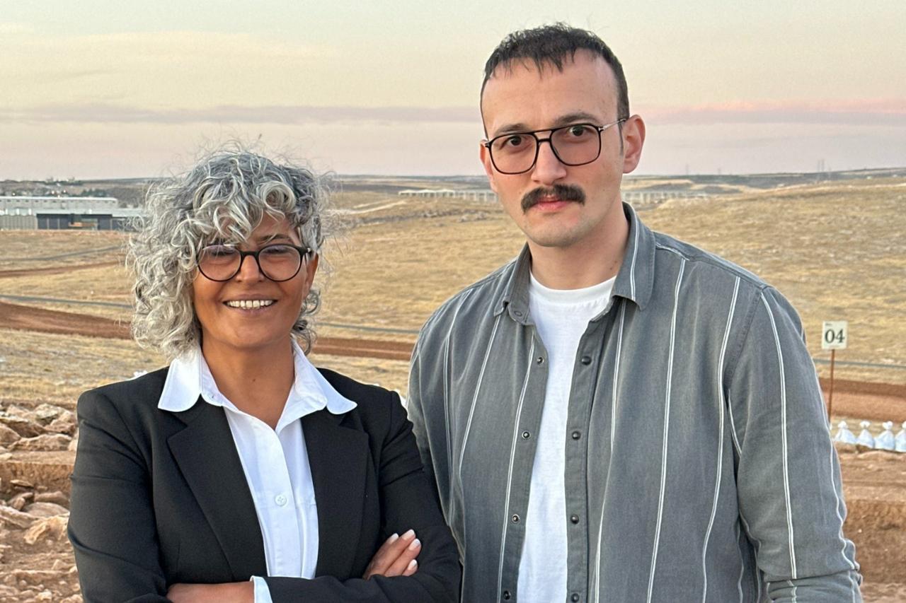 Associate Professor Fatma Sahin and Türkiye Today editor Koray Erdogan at Cakmaktepe, Sanliurfa, Türkiye, Nov. 5, 2024. (Photo via Koray Erdogan/Türkiye Today)
