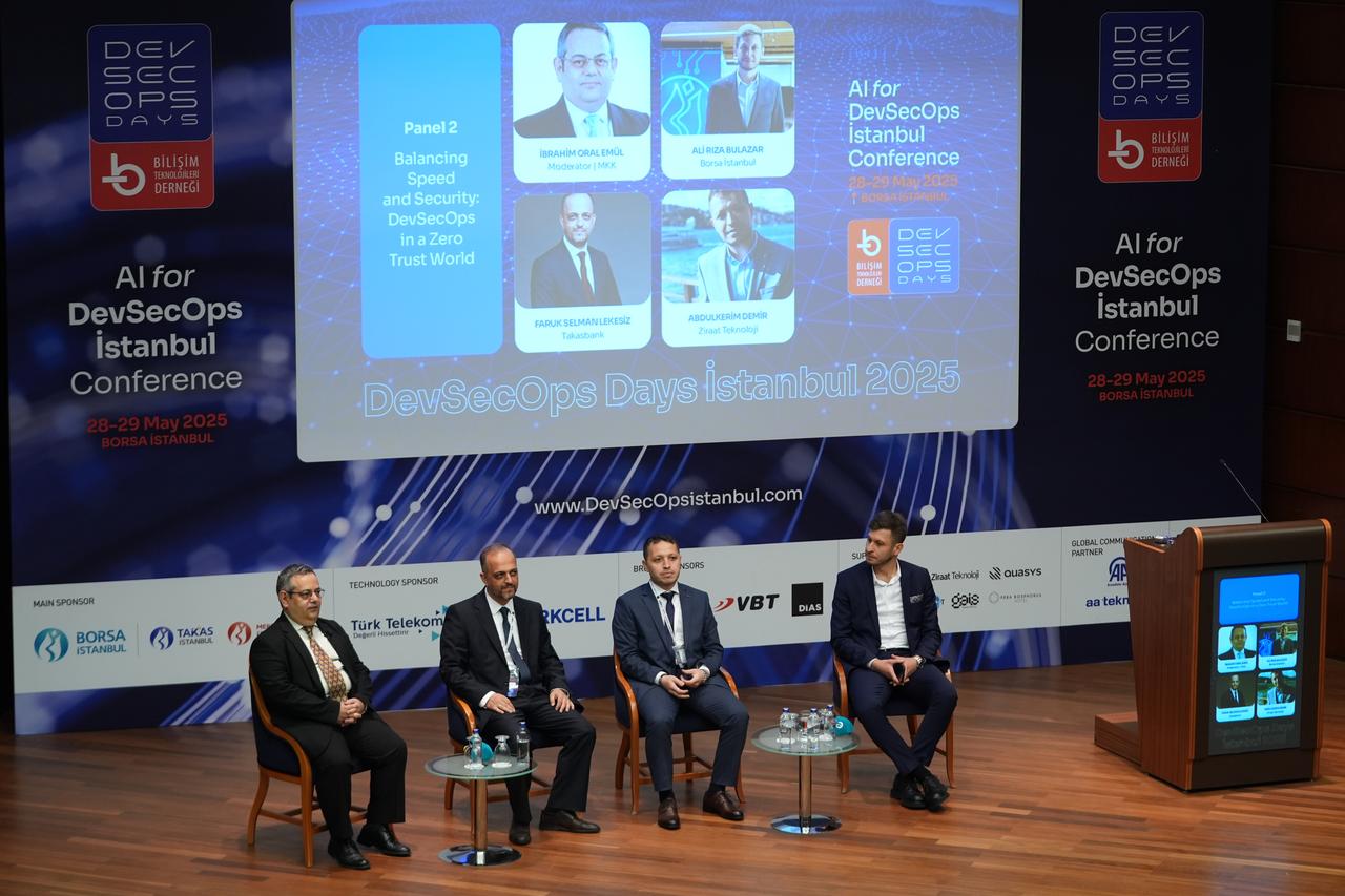 Experts discuss AI and cybersecurity at the DevSecOps Days Istanbul Conference, held at Borsa Istanbul in Türkiye, on May 28, 2025. (AA Photo)