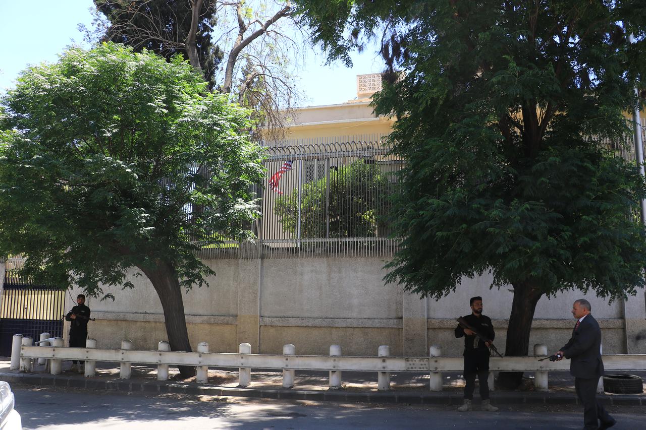 DAMASCUS, SYRIA - MAY 29: The US flag is raised once again at the American embassy residence in Damascus, marking a symbolic return after more than a decade of closure in Syria on May 29, 2025. ( Hi?am Hac Ömer - Anadolu Agency )