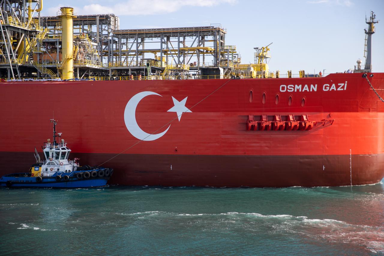A view of Osman Gazi vessel, Türkiye's first Floating Production Unit (FPU) at Filyos Port in Zonguldak, Türkiye on May 31, 2025. (AA Photo)