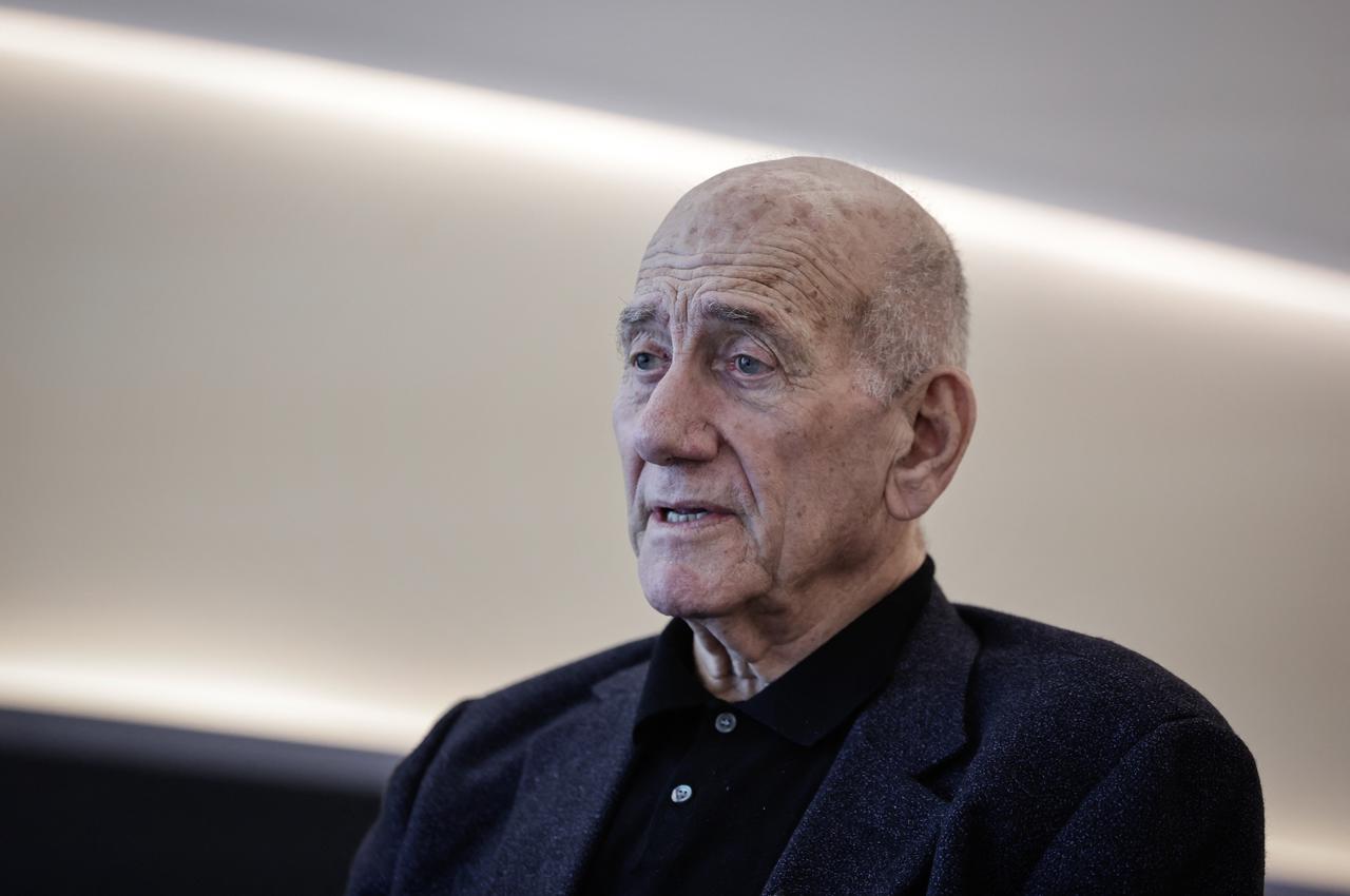 Former Israels prime minister Ehud Olmert looks on during an interview with AFP (Agence France-Presse) in Paris on June 9, 2025. (AFP Photo)