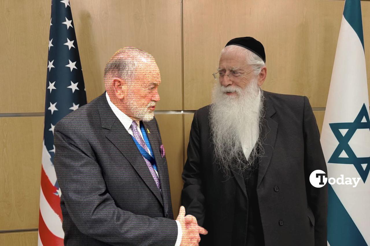 On June 5, 2025, US Ambassador to Israel Mike Huckabee (L) meets with Jerusalem Affairs Minister Meir Porush.