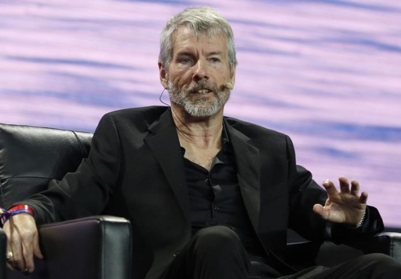 MicroStrategy Executive Chairman Michael Saylor speaks during a panel session at a cryptocurrency conference, accessed on June 11, 2025. (AFP Photo)
