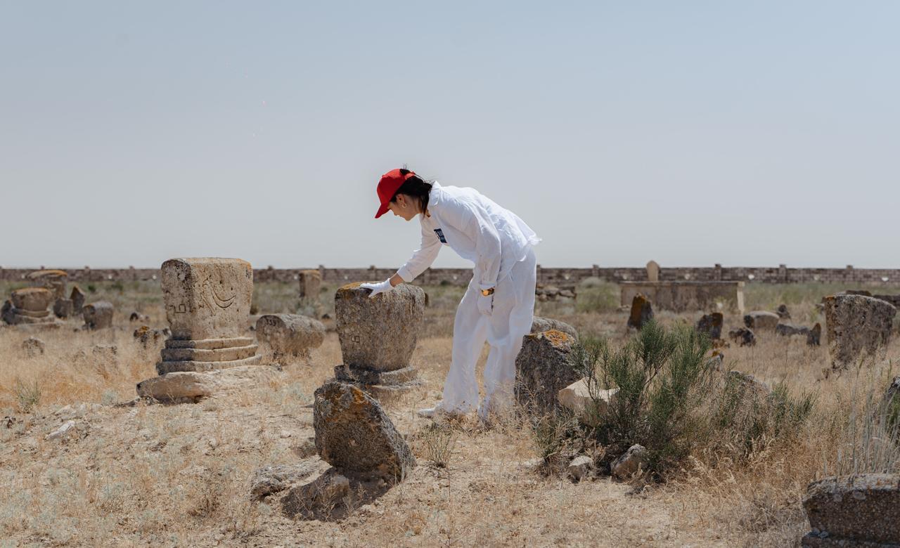Ancient tombs are being documented as part of a project launched by Yesenov University, based in the city of Aktau—the administrative center of Kazakhstan’s Mangystau region on the Caspian Sea—and supported by Türkiye, June 11, 2025. (AA Photo)