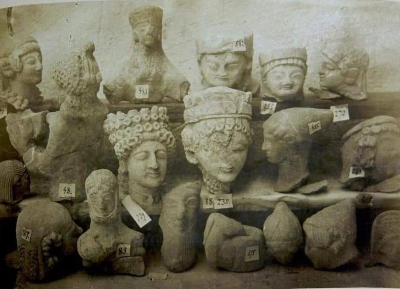 Busts and sculpted heads from Cypriot antiquities, unearthed during 19th-century excavations. (Photo via Richter's archive)