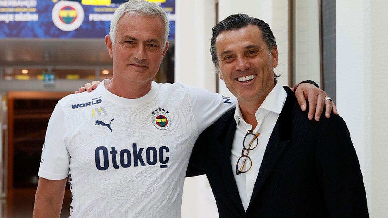 Türkiye national team head coach Vincenzo Montella meets with Jose Mourinho in Istanbul on August 19, 2024. (Türkiye Daily)