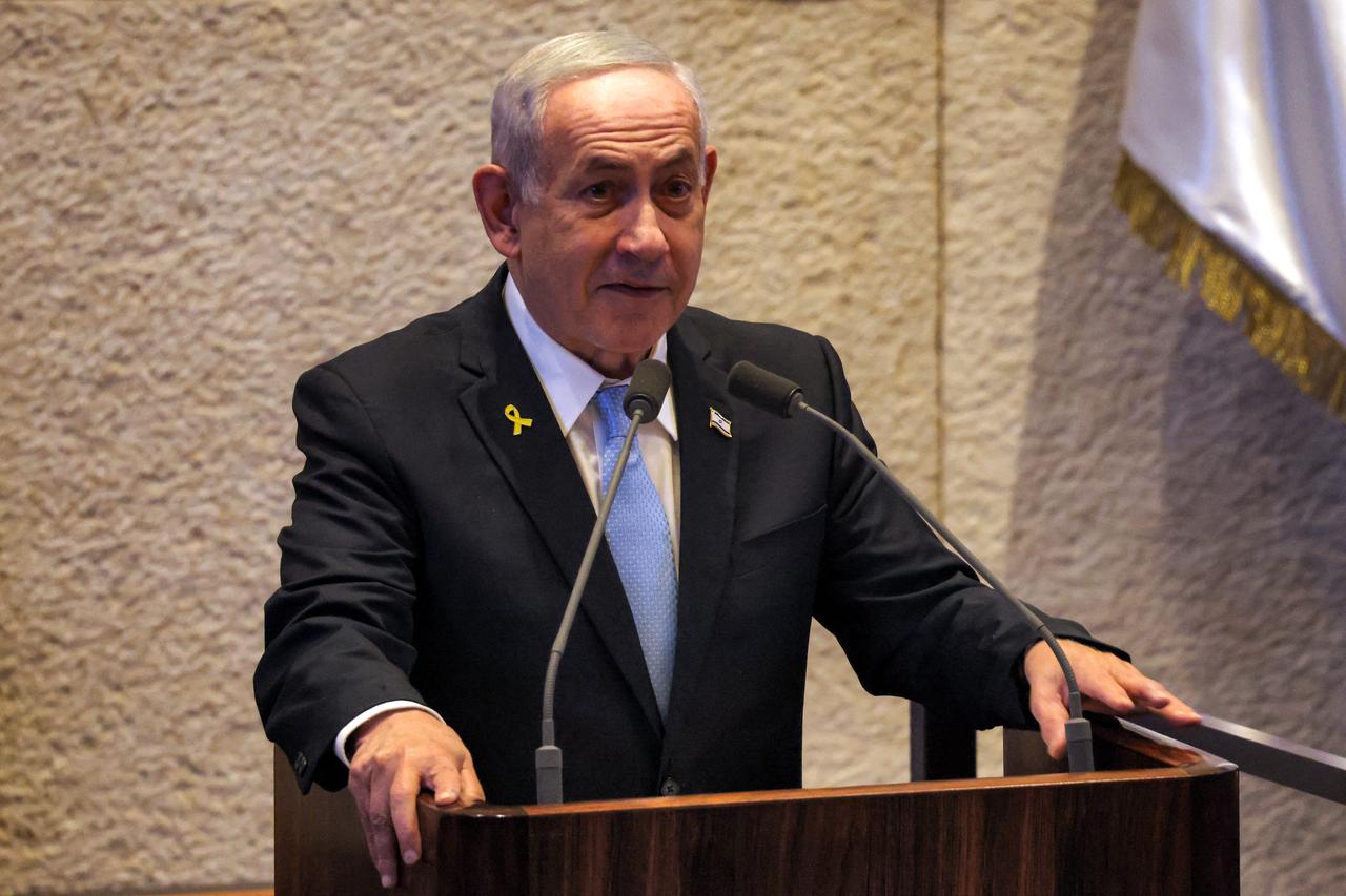 Israels Prime Minister Benjamin Netanyahu addresses the assembly during a session of the Israeli parliament (Knesset) at its headquarters in Jerusalem on June 11, 2025. (AFP Photo)
