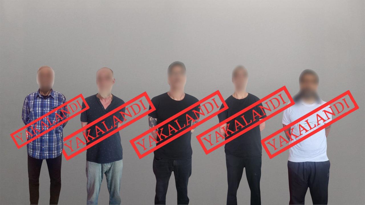 Five captured individuals with blurred faces, labeled 'Captured.'  (X/@aliyerlikaya)