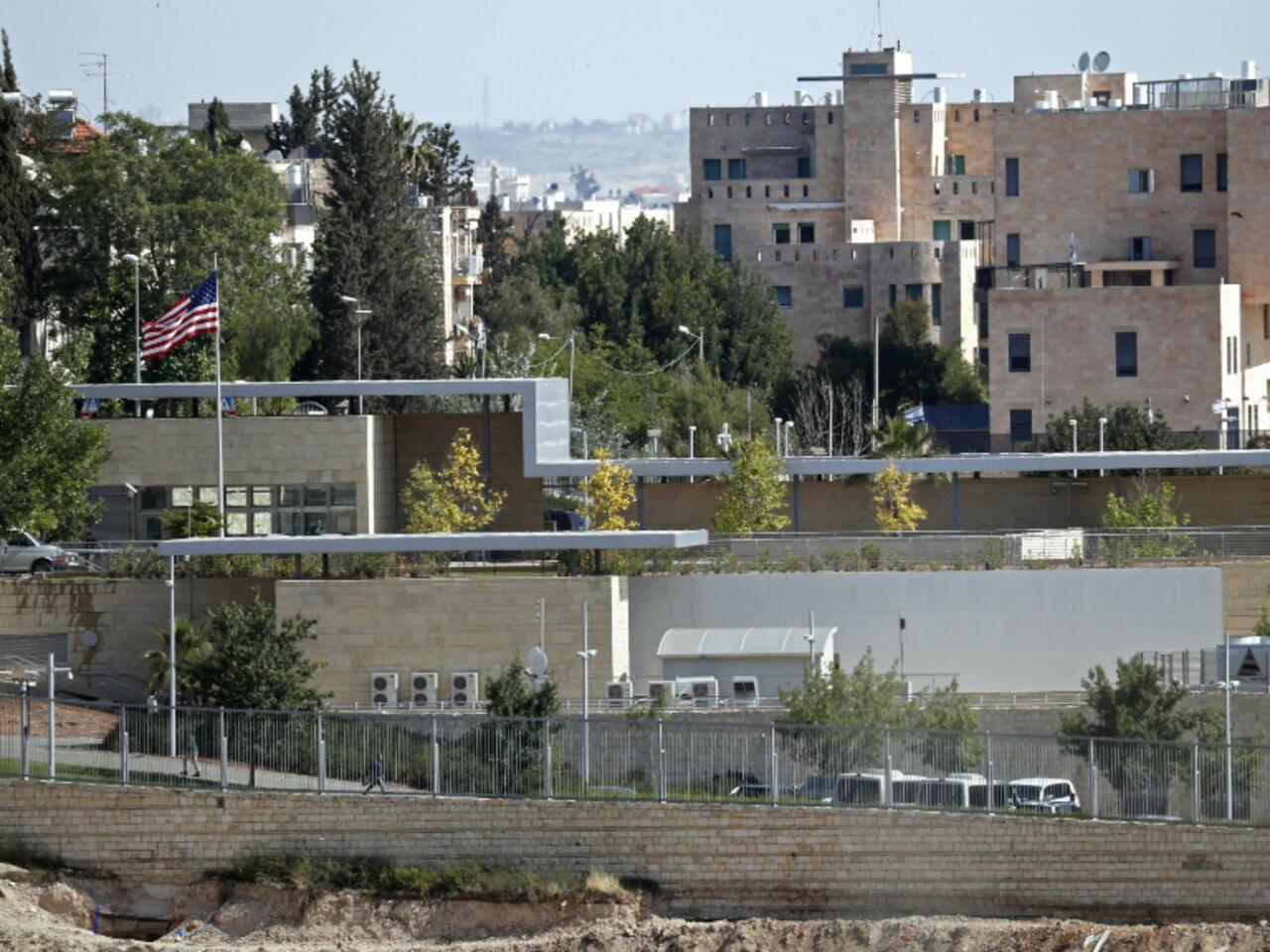  This file photo taken on April 30, 2018, shows a partial view of the US consulate situated in the no mans land between West and East Jerusalem, which will be used as a temporary new US Embassy starting from May 14, 2018. (AFP Photo)