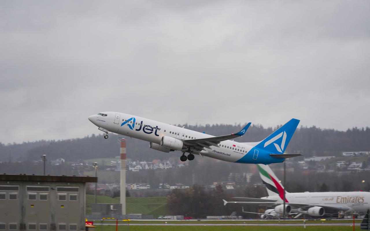 AJet Boeing 737-8F2 aircraft takes off from Zurich Airport in Switzerland, on December 7, 2024. (Adobe Stock Photo)