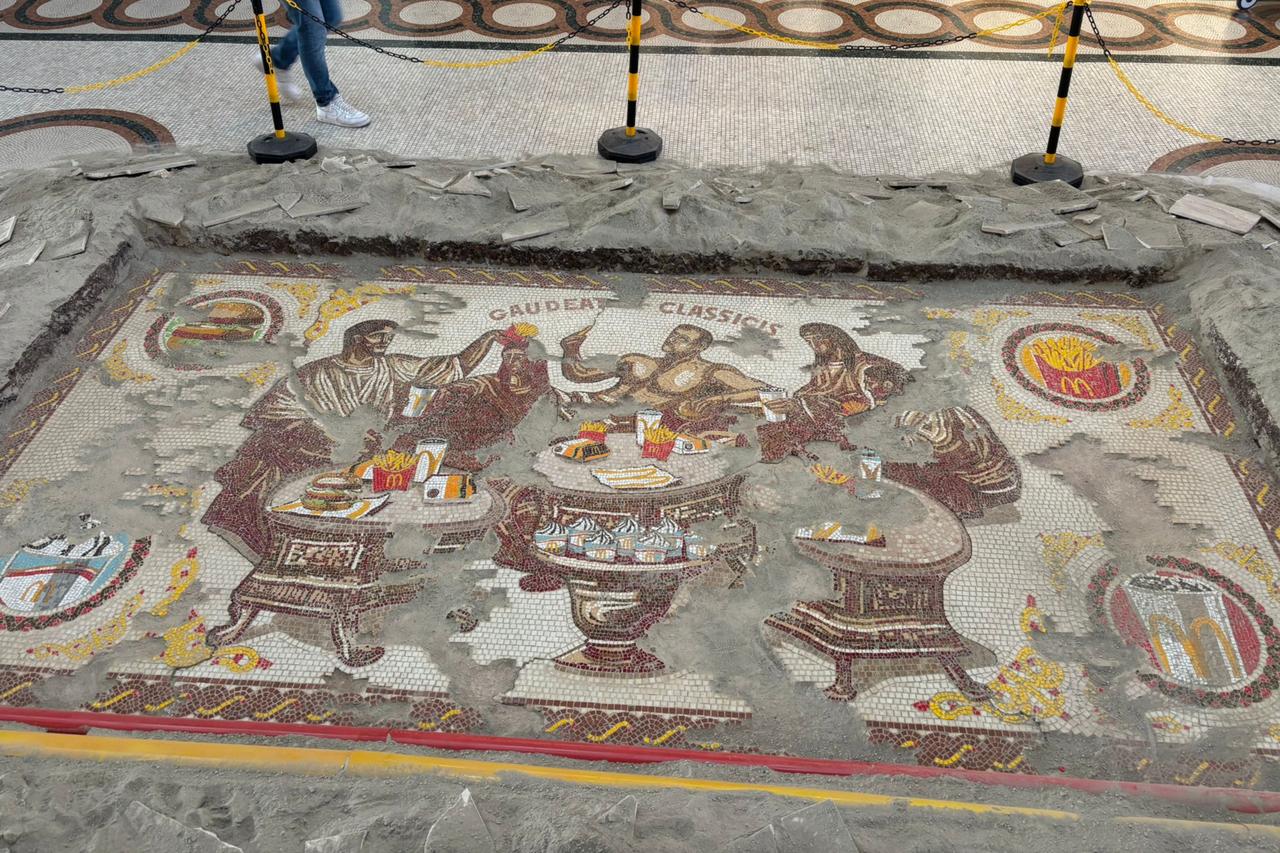 McDonalds recent mosaic installation at the Galleria Alberto Sordi in Rome, Italy, May 31, 2025. (Photo via X/@jdmccafferty)
