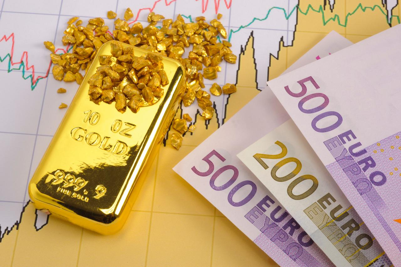 File photo shows euro banknotes and a gold bar against a financial chart, accessed on June 13, 2025. (Adobe Stock Photo)