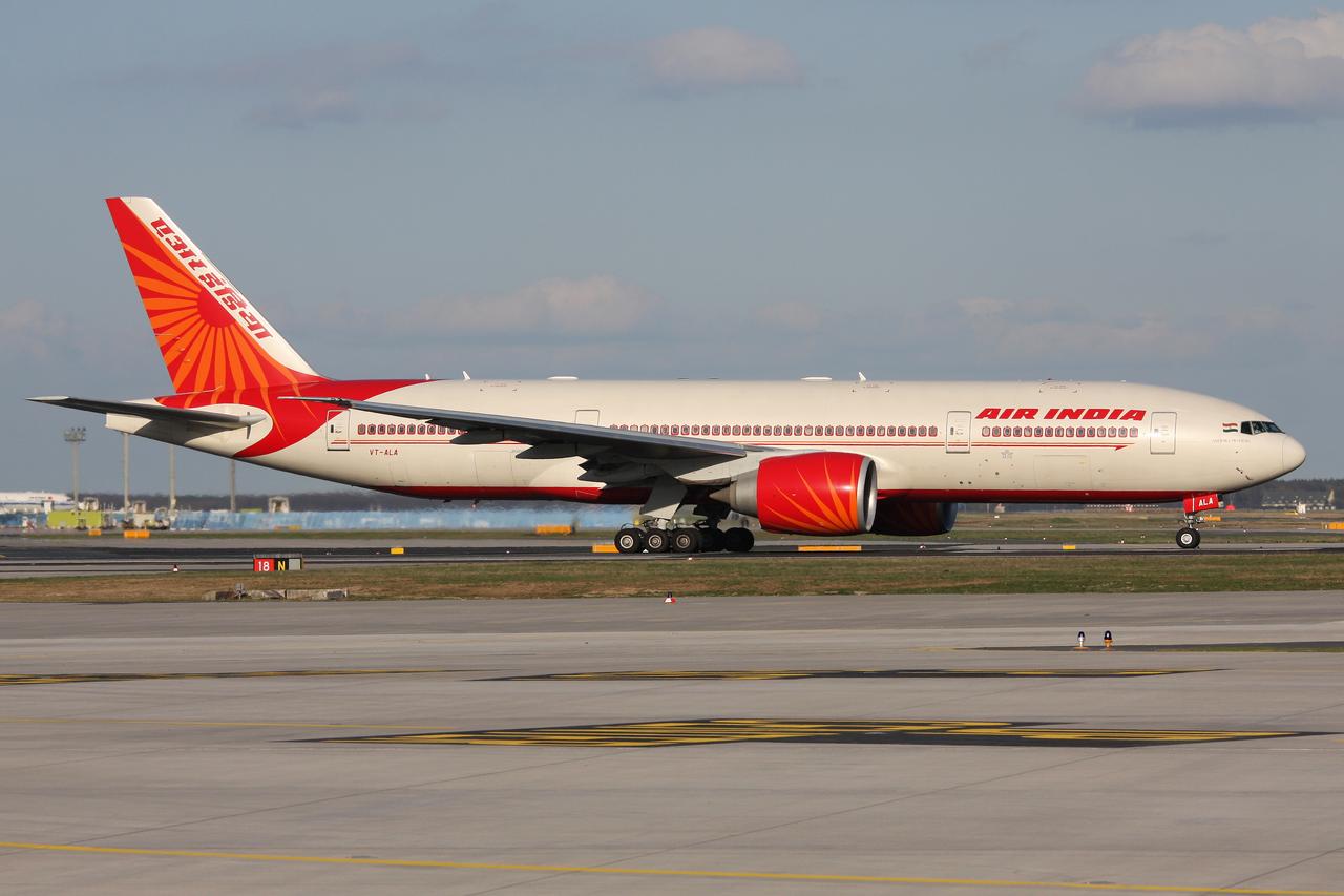 Air India Boeing 777-200 aircraft begins its takeoff roll on runway 18 at Frankfurt Airport in Frankfurt am Main, Germany, on April 10, 2010. (Adobe Stock Photo)