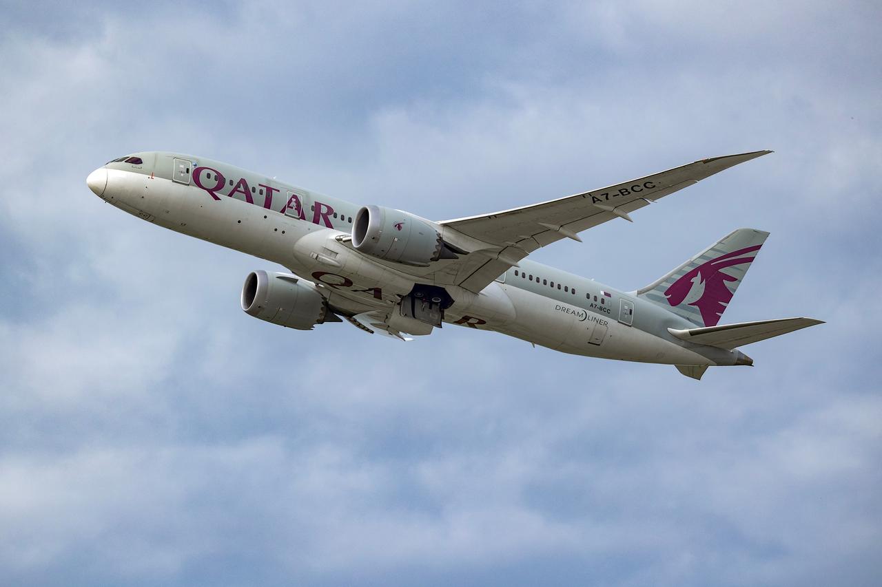 A Qatar Airways Boeing 787-8 Dreamliner (registration A7-BCC) departs from Vaclav Havel Airport in Prague on March 29, 2024. (Adobe Stock Photo)