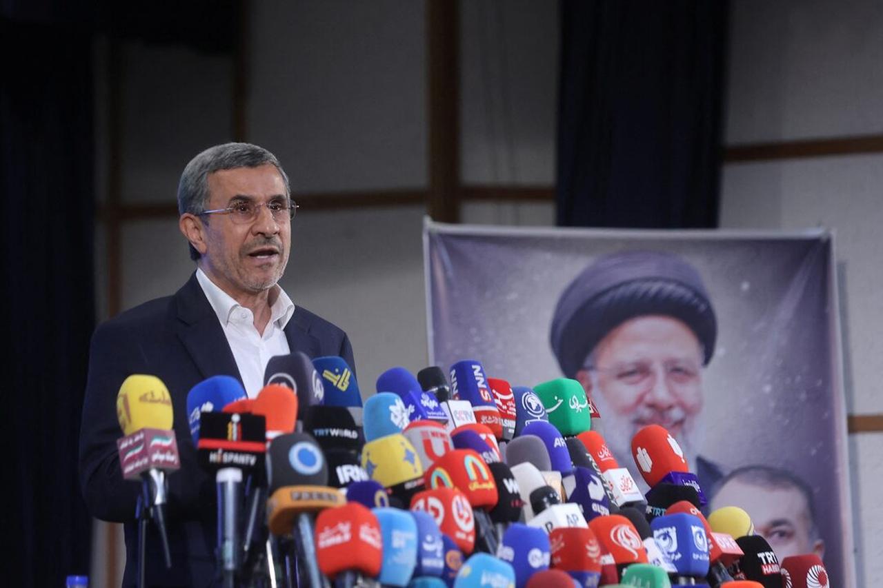 Former Iranian President Ahmadinejad addresses the press in Tehran, Iran, June 2, 2024. (Reuters Photo)