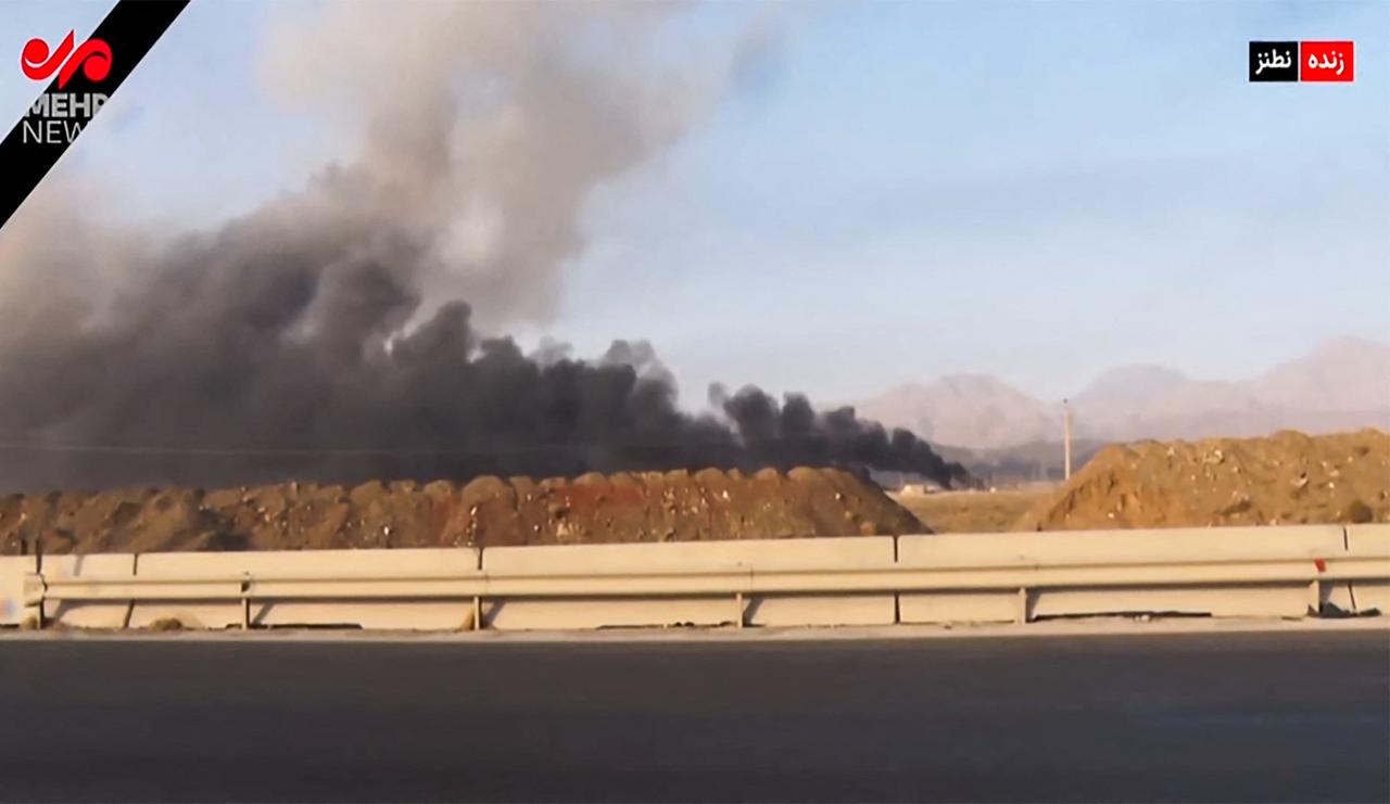 This image grab taken from footage broadcast by Iran's IRINN news shows what the television described as smoke billowing from explosions in Natanz after Israel announced it had carried out strikes on Iranian nuclear and military sites in the country, on June 13, 2025. (AFP Photo)