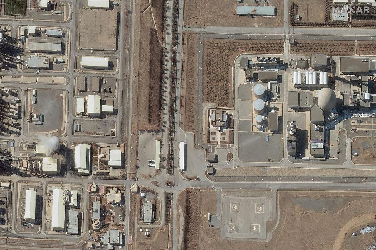 This handout satellite image provided by Maxar Technologies and taken on February 15, 2025 shows the Arak heavy-water research reactor on the outskirts of the Iranian village of Khondab, south of Tehran. (Photo by Satellite image ©2021 Maxar Technologies / AFP)
