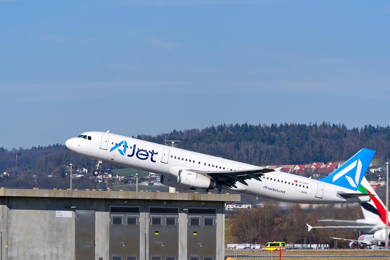 Ajet Airbus A321-231 aircraft takes off from Zurich Airport in Switzerland, on March 5, 2025. (Adobe Stock Photo)