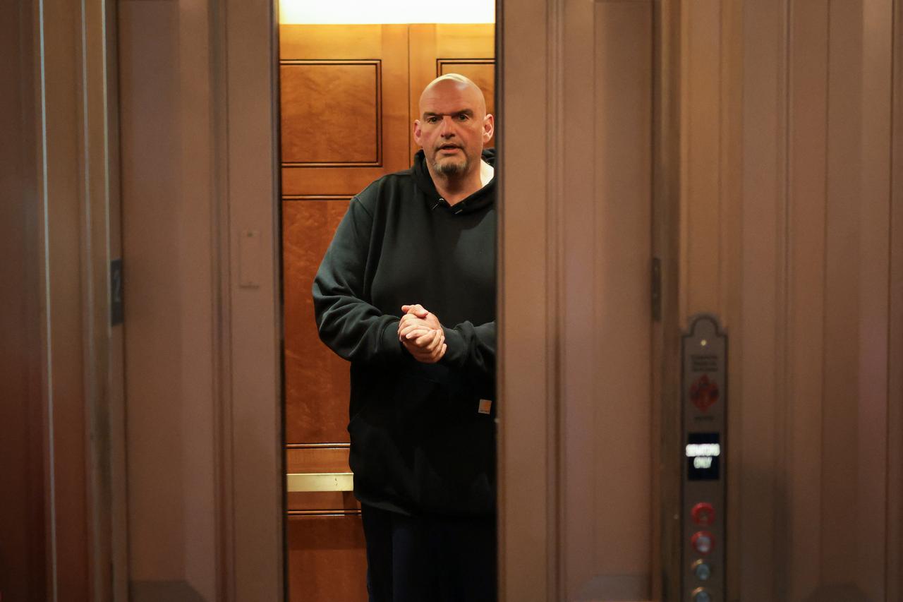 U.S. Sen. John Fetterman (D-PA) speaks to press after voting on the nomination of Michael Duffey to be Under Secretary of Defense for Acquisition and Sustainment on in Washington, DC June 02, 2025