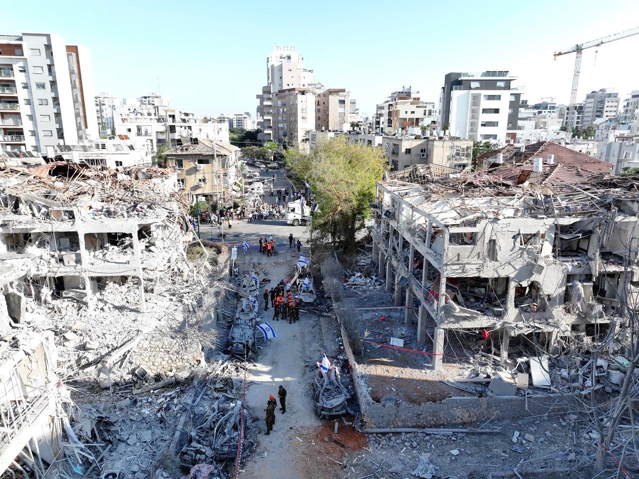 An aerial view of the destruction after Iranian airstrikes in Ramat Gan near Tel Aviv, Israel on June 14, 2025. (AA Photo)